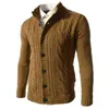 Plus la taille M-4XL couleur unie cardigan pull hommes automne hiver tricoté vestes manteau col montant chaud épais pull homme 211109