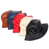 2020 Nowy wiadro kapelusz faux skórzany wiadro kapelusze pu bawełna solidna moda męska i damska moda wiadro czapka Panama Fisherman Caps