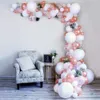 Valentines Day 100pc Rose Gold Balloon Arch Garland Kit ,White Clear Latex Balloons Bridal Shower Wedding Decorations 210719