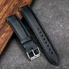 Watch Bands Hand-Made Leather Watchband 18 20 22MMOily Strap Gray-Brown Blue Top Layer Deli22