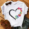 Red Heart Dog Paw Print T Shirt Fashion Women T Shirt Summer Casual Tops Female Short Sleeve Tee Shirts Ladies Cute T-shirt Tops X0527