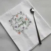 Embroidered Napkins Letter Cotton Tea Towels Absorbent Table Napkins Kitchen Use Handkerchief Boutique Wedding Cloth 5 Designs DAW254