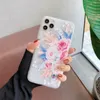3D 구호 아이폰 12 11 프로 엑스에 대 한 전화 케이스 페인트 xr 6 6s 7 8 플러스 SE 양각 꽃 부드러운 실리콘 보호 뒷 표지 보호