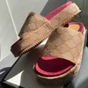 2021 Designer Dames Originele Sandaal Platform Slippers Zomer Klassieke Vintage Dia's 2.4 "Hoge hakken Strand Sexy schoenen Topkwaliteit met doos