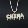 2021 Benutzerdefinierter Name Buchstabe Dripping Wax Tenniskette Anhänger Halskette Männer Frauen Kubikzircon vergoldet Hip Hop Schmuck