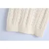 Femmes douces pull solide gilet mode dames perle tricoté hauts élégant femme chic blanc col en v pulls 210527