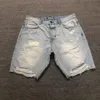 Mens Designer neuw Ripped Washed Blue and White Denim Shorts Jeans