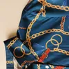 Plus -storlek Tracksuits 2 Piece Set Women Lace Up Kirt Fashion Suits Femme Vestiods African Long Sleeve Printed Blue Elegant Work2103