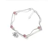 Kvinnans smycken S925 Sterling Silver Rosa Crystal Elephant Original Handgjord Anklet Romantisk Lover Gift