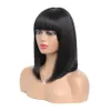 Short bob human hair wigs Brazilian Straight Wigs For Black Women Natural Color Full Machine Wigs With Bang7918124