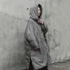 [EAM] Felpa con cappuccio in cotone imbottito grigio oversize manica lunga cappotto caldo vestibilità ampia donna parka moda primavera autunno JE02002 210923