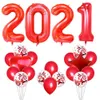 Articles de fête décoratifs mariage/anniversaire ballons colorés 2021 ballon numérique 40 pouces grande taille 22 pièces comme scène de décor ballon en film d'aluminium, ensembles UPS ou DHL