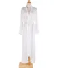 Fitshinling Button-Down Long Dress Deep V Neck Boho Robe Holiday Sexy Flare Sleeve White Maxi Dresses For Women Summer Pareos 210722