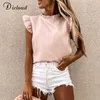 DICLOUD Polka Dot Ruffle Short Sleeve Women's Shirt Summer Fashion Button Closure Ladies Blouses Casual Sweet Top 210721