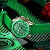 LIGE Relojes para hombre Verde Silicona Cronógrafo Reloj de cuarzo Relojes deportivos de lujo 30M Reloj impermeable Masculino Relogio Masculino 210728