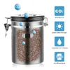 1.8L Stainless Steel Airtight Sealed Canister Storage Container Coffee Flour Sugar Tea With Scoop For Beans 210423