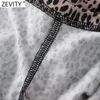 Zevity Women Fashion Leopard Drukuj krótka szczupła bluzka Francuski żeński Podstawowy Krótki Rękaw Dorywczo Koszule Chic Chemise Topy LS9164 210603