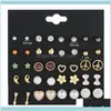 Jewelry20Pairs Fashion Women Earrings Set Pearl Crystal Stud Female Simple Trendy Jewelry Dangle & Chandelier Drop Delivery 2021 Tycfa