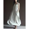Sommar solid ärmlös maxi klänning vintage parti sarafans kvinnor v nacke sundress kaftan kvinnlig vestidos plus storlek 210527