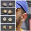 Micro orecchini a bottone Hiphop con diamanti CZ completi per uomo, gioielli hipster placcati in oro8330179