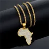 أفريقيا خريطة قلادة قلادة للنساء الرجال لون الذهب الفولاذ المقاوم للصدأ الإثيوبية المجوهرات بالجملة الخرائط الأفريقية hiphop البند N1279 210929