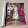 ピンクの花の家3D壁画の壁紙美しい風景のインテリアの家の装飾リビングルームの寝室の絵の壁紙
