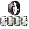 Étui rigide mat avec cadre pare-chocs complet 360, pour iwatch apple watch 6 SE 5 4 3 2 1, couvercle de protection d'écran léopard en verre trempé