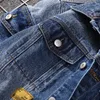 Mäns Jackor 2021 Högkvalitativ Multi-Pocket Tooling Denim Jacket Lossa Casual Washed Cargo Jeans Cowboy Outwear Coat