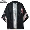 Japansk Kimono Jacket Killer Geisha Tryckta Harajuku Hip Hop Men Japan Streetwear Sommar Tunn Kläder Lös 210811