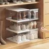 Plastic Collapsible Shoe Storage Box Bin Transparent Shoes Display Drawer Combination Cabinet Foldable Shoe Rack Dustproof Moisture-proof Stack ZL0536sea