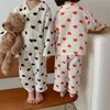 Milancel Höst Kids Pajama Set Hjärta Skriv ut Tjejer Sömn Bomull Boys Sleepwear Inomhusdräkt 211130