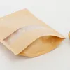 Kraft Kağıt Torba Gıdalar Nem Bariyer Çantaları Kilitli Sızdırmazlık Kılıfı Gıda Ambalaj Çantaları Kullanımlık Plastik Ön Şeffaf Stand Up Çanta
