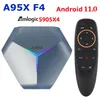 A95X F4 Android 11 TV Box Amlogic S905X4 Smart 4K 4GB RAM 32GB 64GB 128GB ROM 2.4G / 5 ГГц WiFi + G10S Voice Control