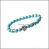 Beaded, Strands Bracelets Jewelrymens Natural Black Lava Rock Beads Golden Lion Bead Charm Bracelet 8Mm Drop Delivery 2021 Ggwud