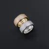 Anelli rotondi placcati color oro Rock Hip Hop Cool Full Iced Out Micro Pave CZ Stone Ring per regalo di gioielli maschili