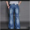 Abbigliamento Abbigliamento Drop Delivery 2021 Mens Big Boot Cut Gamba svasata Vestibilità ampia Vita alta Designer maschile Jeans classici in denim Pantaloni Bell Bottom I8Q