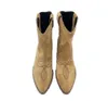 2021 Vintage Western Cowboy Knight Botas de Couro Alta Seda Suavia Suede Suede 35-40