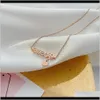 Pendentif Colliers Pendentifs Bijoux Cyue Mode Créative Diamant Lettre Simple Et Polyvalent Amour Lumière De Luxe Titane Acier Collier Pour