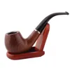 Partihandel Handgjord Durable Classic Pipe Trä Smooth Standard Chimney Rökning Tobak Böjd Typ Svart Färg Födelsedagar Presenter