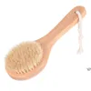 Torrt badkroppsborste tillbaka skrubber anti-slip kort trähandtag naturliga borstar dusch exfoliating massager rrf12875