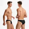 Summer Beach Sexy Solid Black Men Swimwear Bikinis Low Waist Tight Swimsuits Gay Thong Swim Trunks Briefs Men's