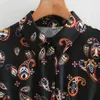 Mulheres vintage paisley impressão midi camisa vestido feminino manga comprida roupas casuais solta vestido d6903 210430