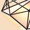 Kolye lambaları E27 Avize Ön Liste Işık Siyah Tavan Fikstürü Elmas Kuş Kafesi Retro Demir Piramit Aydınlatma Montajı