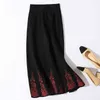 Autumn Winter Women's Skirt Ethnic Floral Print Knitted Skirt Casual Slimming Mid-length Female Pleated Skirts LL454 211120
