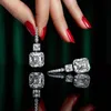 Classical Luxury Jewelry Dangle Earrings 18K White Gold Fill Emerald Cut Moissanite Diamond Zircon Party Long Women Wedding Brand Drop Earring For Lover Gift
