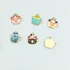 10pcs/pack Mini Cup Cat Enamel Charms Drop Oil Metal Earring Bracelets DIY Pendant Jewelry Making Golden Base