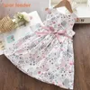 Bear Leader Girl Princess Jurk Zomer Kid Meisjes Jurk Floral Sweet Children Party Suits Butterfly Kostuum Kinderkleding 210708