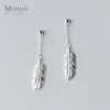 Äkta 925 Sterling Silver Swing Tree Leaves Dangle Örhängen för Kvinnor Mode Drop Earring Smycken Brincos 210707