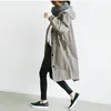 Johnature Solid Färg Casual Koreansk Hooded Collar Loose Höst Vinter Kvinnor Trench Plus Size Simple Women Coats 210521