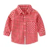 Mudkingdom Boys Shirts Long Sleeve Solid Plaid Lapel Autumn Clothes for 210615